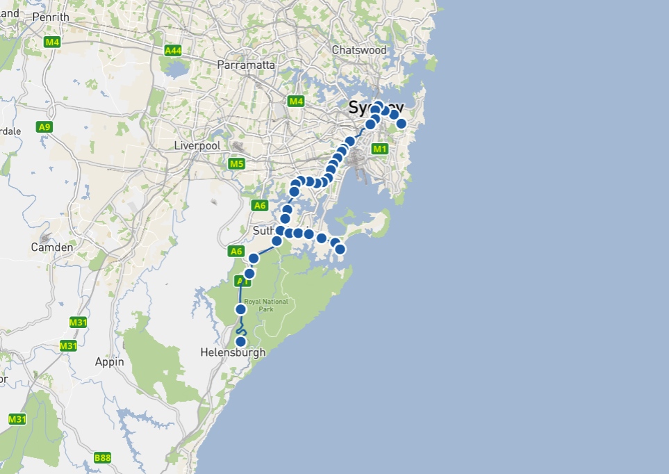 T4 Eastern Suburbs & Illawarra Line Route Map